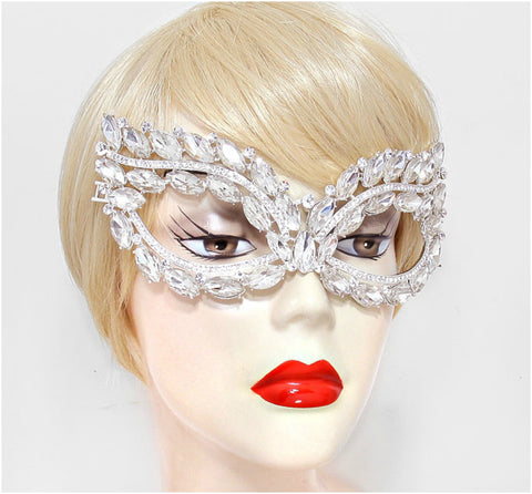 Mattie Marquise Cluster Masquerade Mask | Silver | Crystal - Beloved Sparkles
 - 2