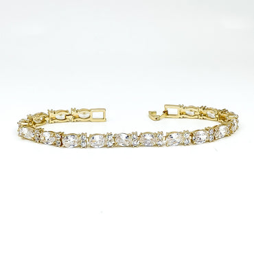 Melanie 7mm Oval CZ GoldTennis Bracelet | 7in