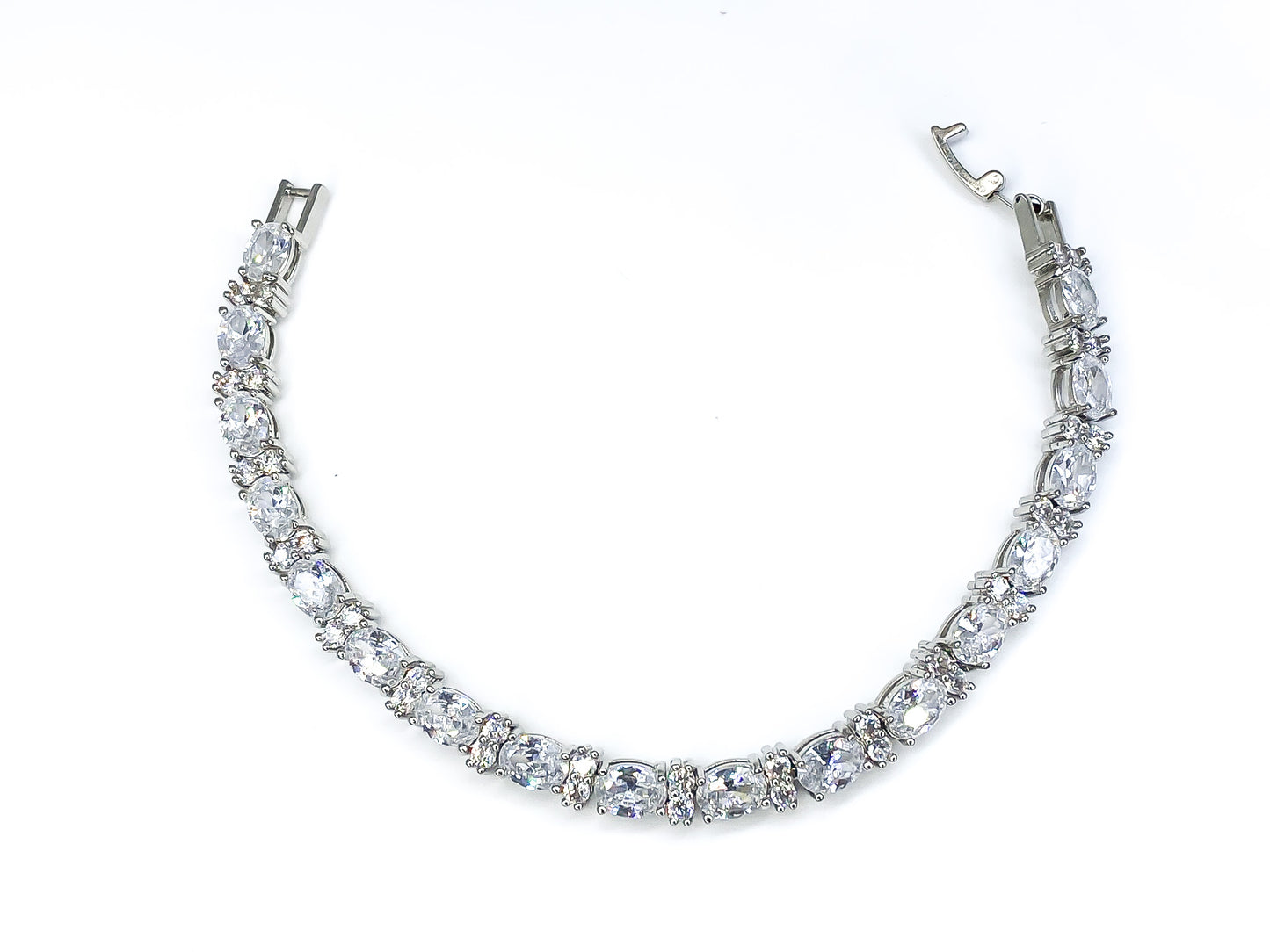 Melanie 7mm Oval CZ Silver Tennis Bracelet | 7in