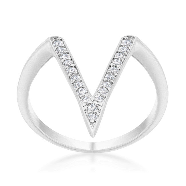 Michelle Delicate V-Shape  Fashion Cocktail Ring | 0.5ct | Cubic Zirconia | Silver - Beloved Sparkles