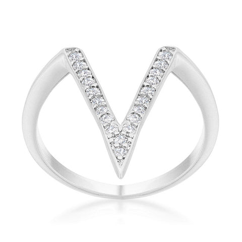 Michelle Delicate V-Shape  Fashion Cocktail Ring | 0.5ct | Cubic Zirconia | Silver - Beloved Sparkles