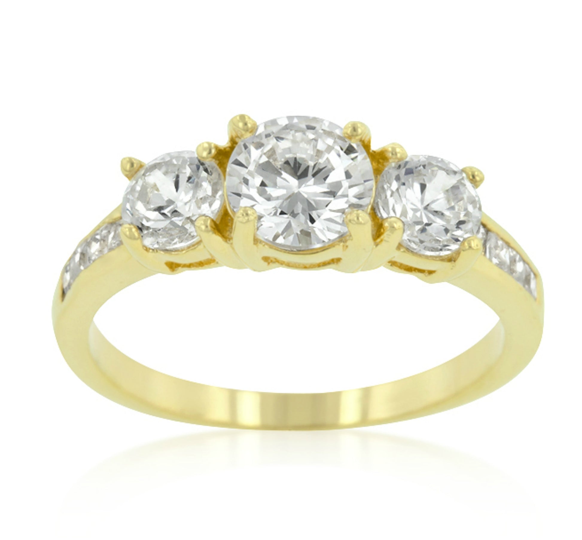 Misty Three Stone Gold Engagement Ring | 3.3ct | Cubic Zirconia  | 18k Gold - Beloved Sparkles