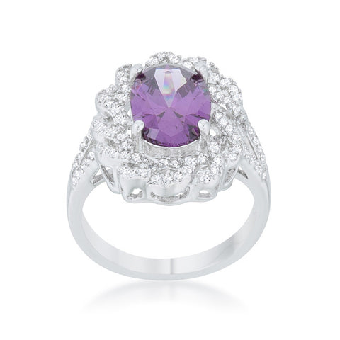 Nagel Amethyst Purple Oval Classic Halo Cocktail Ring  | 9  Carat | Cubic Zirconia - Beloved Sparkles
 - 3