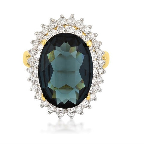 Naola 15ct Turquoise Two Tone Halo Cocktail Ring  |17ct | 18k Gold