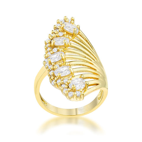Natalie 14k Gold Art Deco Contemporary Ring | 2.5ct | Cubic Zirconia | 14K Gold