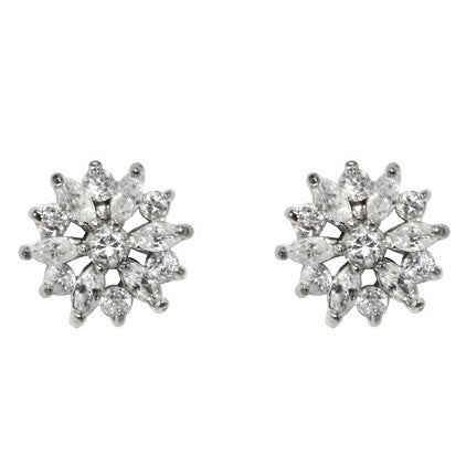 Natsu Marquise Flower Cluster CZ Stud Earrings