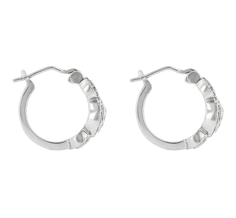 Nikki Vintage Three Stone Halo Huggie Earrings | 2ct