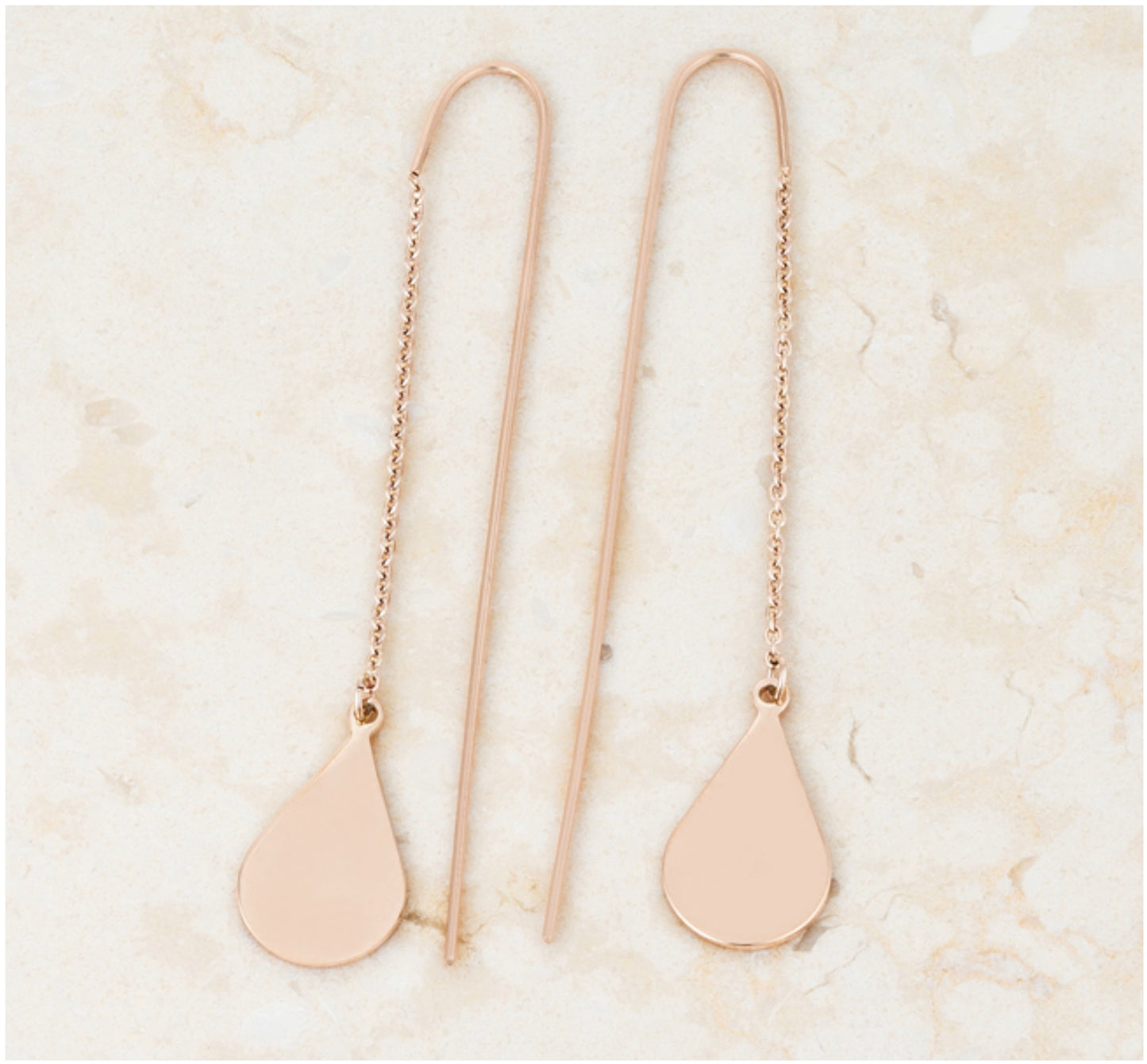 Chloe Stainless Steel Teardrop Threaded Drop Earrings | Stainless Steel | Rose Gold