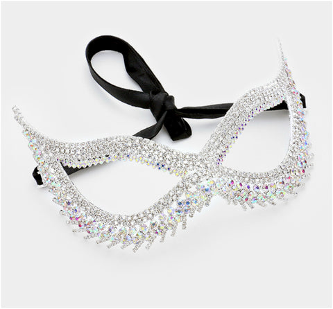 Noga Cluster Cat Eye Masquerade Mask | Silver | Crystal - Beloved Sparkles
 - 2