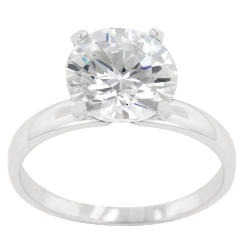 Odelia Timeless 10mm Round Solitaire Engagement Ring | 3.5ct | Sterling Silver