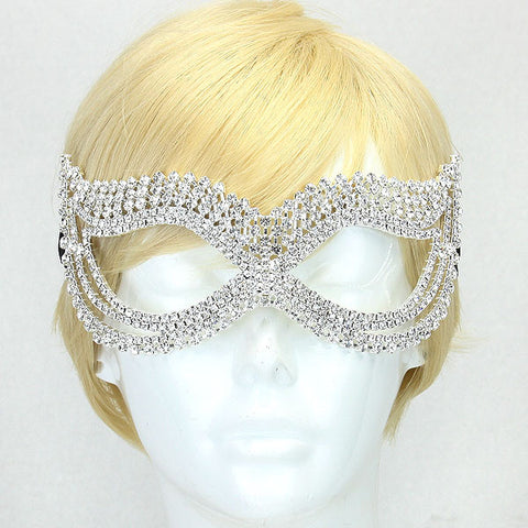 Onatah Classic  Art Deco Crystal Masquerade Mask | Silver | Crystal - Beloved Sparkles
 - 2