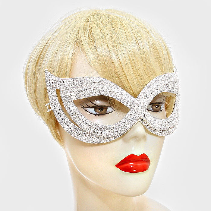 Ondrea Exquisite Double Cat Eye Masquerade Mask | Silver | Crystal - Beloved Sparkles
 - 2
