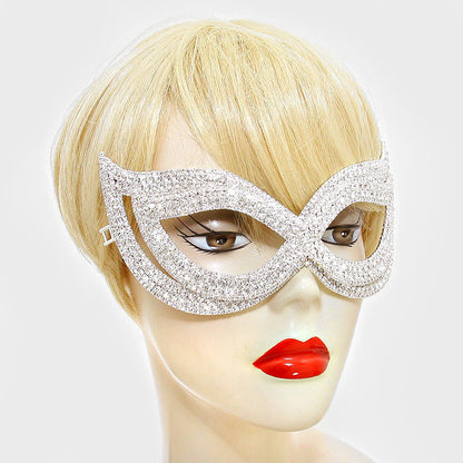 Ondrea Exquisite Double Cat Eye Masquerade Mask | Silver | Crystal - Beloved Sparkles
 - 2
