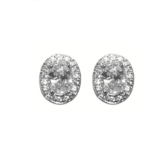 Pasha Oval Halo Stud Earrings