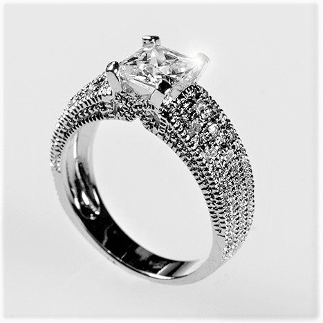 Rana 0.8ct Princess Solitaire Filigree Engagement Ring | 1.5ct