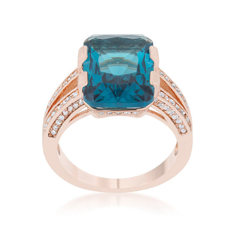 Rema Aqua Blue Emerald Statement Cocktail Ring | 8.6 Carat | Cubic Zirconia - Beloved Sparkles
 - 2