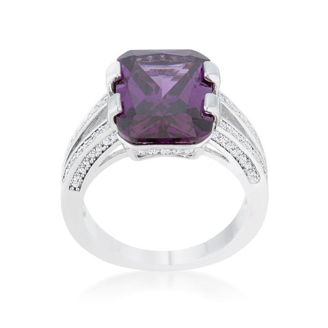 Rema Amethyst Purple Emerald Statement Cocktail Ring | 8.6 Carat | Cubic Zirconia - Beloved Sparkles
 - 2