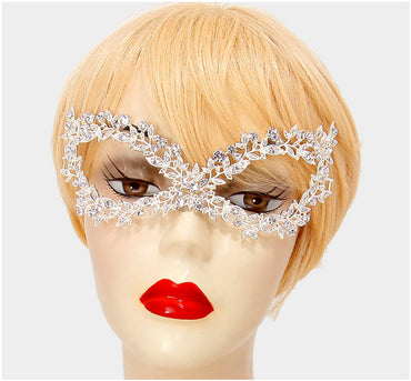 Sabella Floral Vine Masquerade Mask | Silver | Crystal - Beloved Sparkles
 - 2