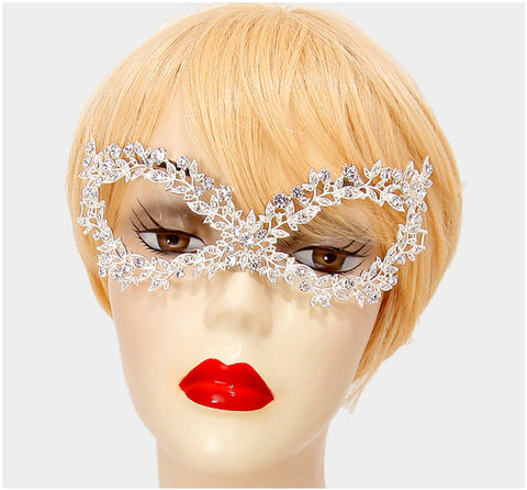 Sabella Floral Vine Masquerade Mask | Silver | Crystal - Beloved Sparkles
 - 2