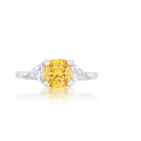 Shonda Three Stone Canary Yellow Ring | 2.8ct