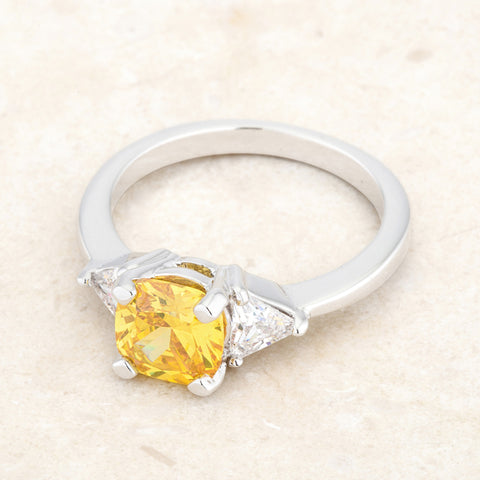 Shonda Three Stone Canary Yellow Ring | 2.8ct