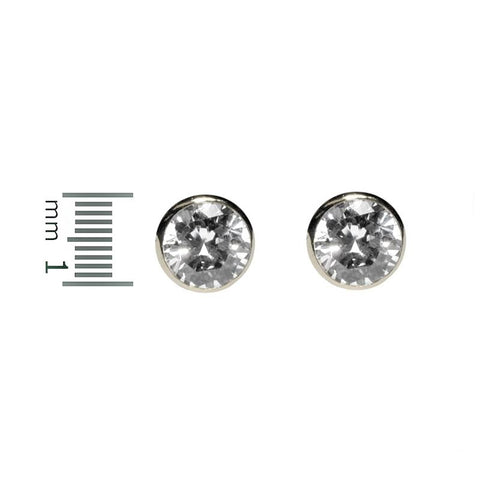 Simica Round Cut Bezel Stud Earrings – 10mm | 3ct