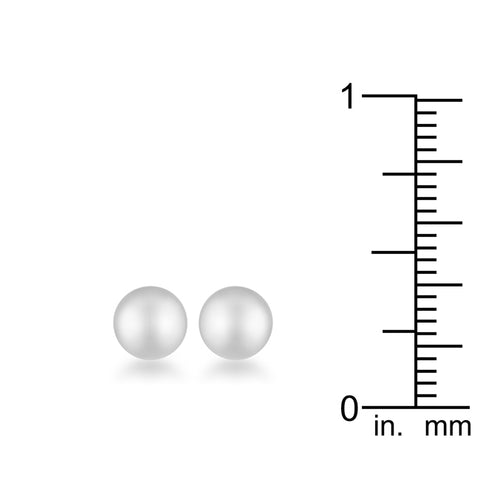 Tina Rhodium Sphere Stud Earrings - 6mm | Stainless Steel
