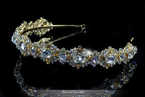 Kylie Oval Cluster Gold Headband | Swarovski Crystal - Beloved Sparkles
 - 2