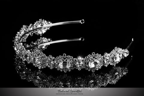 Kylie Oval Cluster Silver Headband | Swarovski Crystal - Beloved Sparkles
 - 2
