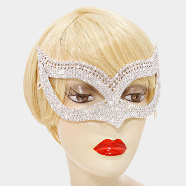 Weslee Statement Cat Eye  Crystal Silver Masquerade Mask. - Beloved Sparkles
 - 2