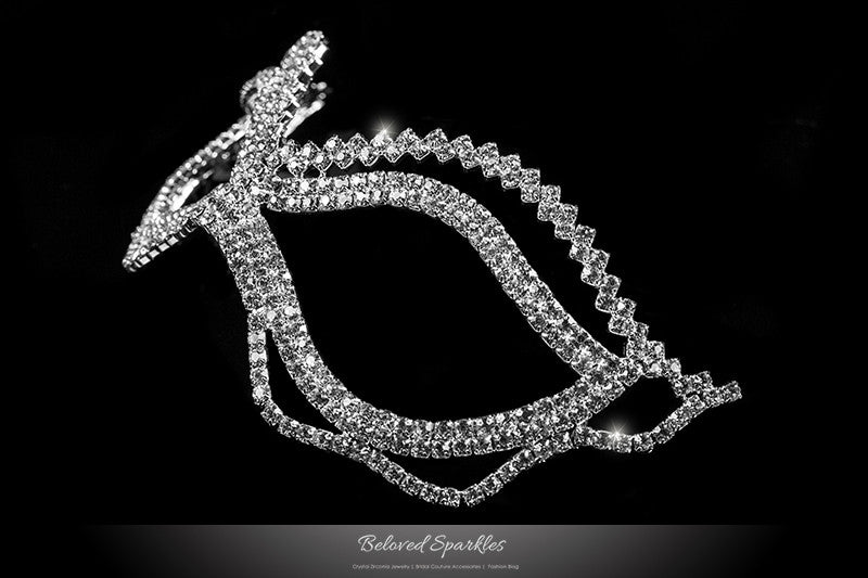 Jessie Wavy Passion Masquerade Mask | Crystal - Beloved Sparkles
 - 4