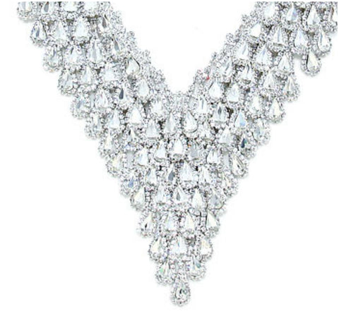 May Tear Drop Cluster Bib Necklace Set | Crystal - Beloved Sparkles