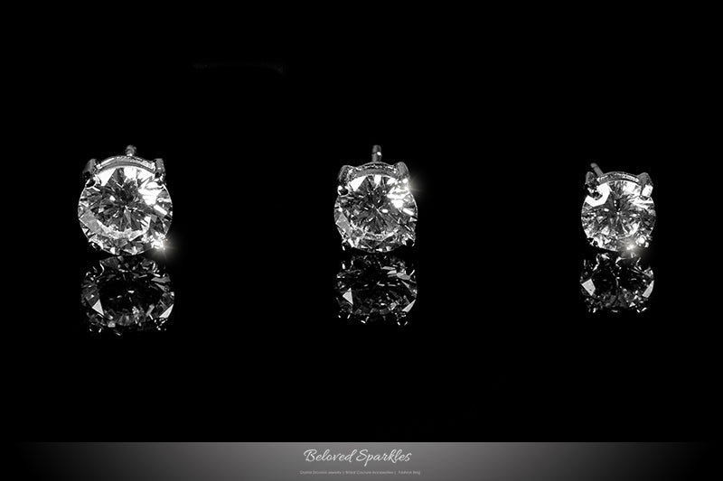 Haley 7mm Round CZ Silver Stud Earrings – 7mm  | 1.3ct | Sterling Silver