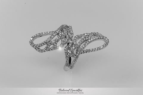 Rinada Micro Pave Angel  Wings 4 Carat Fashion Ring | 1.5ct | Cubic Zirconia | Silver