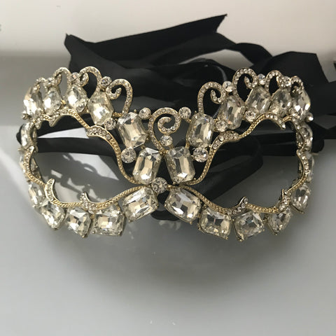 Annika Art Deco Cluster Statement Masquerade Mask | Crystal