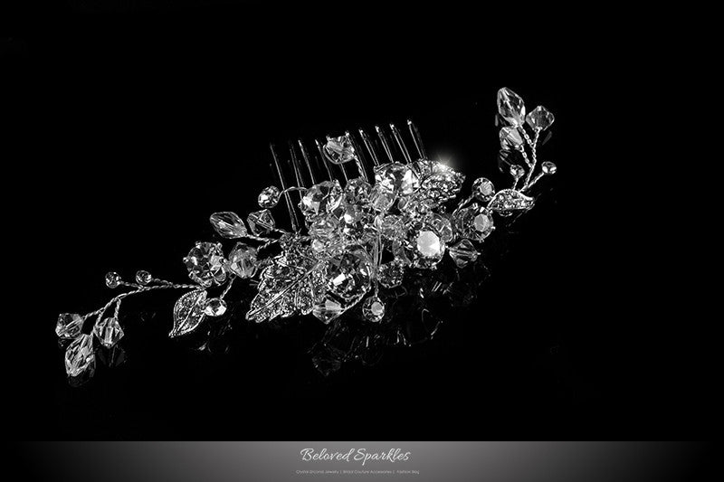 Derica Curved Leaves Hair Comb | Swarovski Crystal - Beloved Sparkles