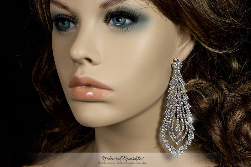 Lorna Cascade Long Chandelier Earrings | Crystal - Beloved Sparkles
 - 1