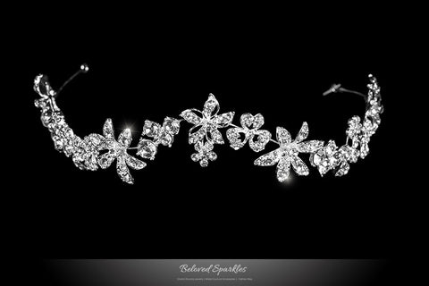 Loretta Flower Forehead Silver Headband | Swarovski Crystal - Beloved Sparkles
 - 3