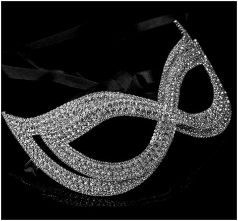 Ondrea Exquisite Double Cat Eye Masquerade Mask | Silver | Crystal - Beloved Sparkles
 - 3