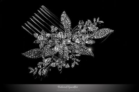 Nicolette Garden Flower Leaves Hair Comb | Swarovski Crystal - Beloved Sparkles
 - 3