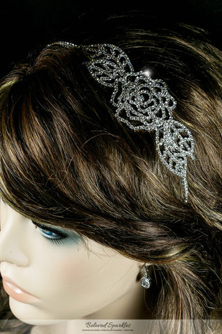 Lorel Large Rose Rhinestone Silver Headband | Rhinestone - Beloved Sparkles
 - 3