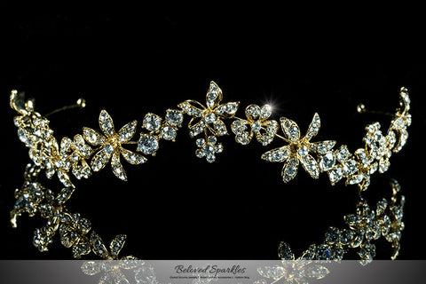 Loretta Flower Forehead Gold Headband| Swarovski Crystal - Beloved Sparkles
 - 3