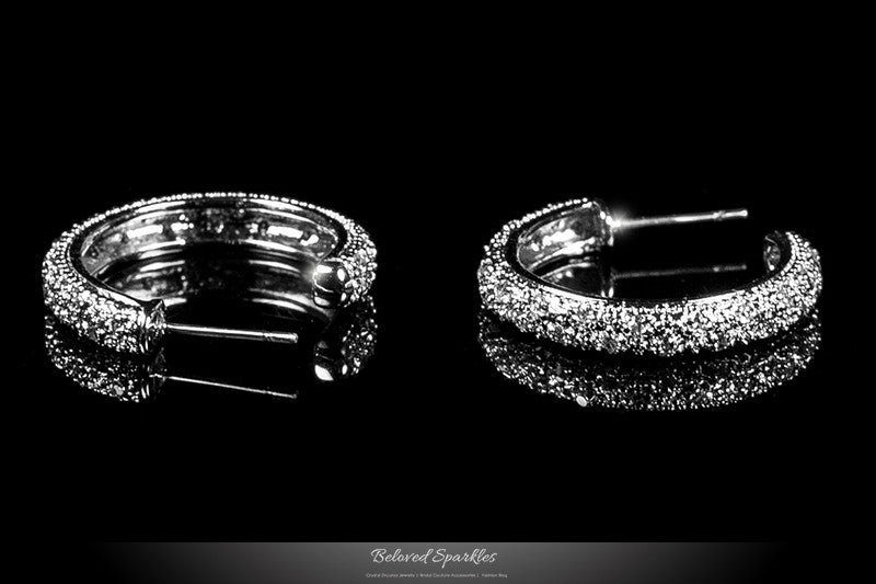 Nuria 24mm Pave Small Hoop Earrings | 3.5 Carat | Silver | Cubic Zirconia - Beloved Sparkles
 - 3
