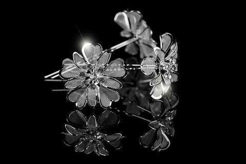 Orlina Large Mesh Flower Hair Stick Pin | Rhinestone - Beloved Sparkles
 - 3