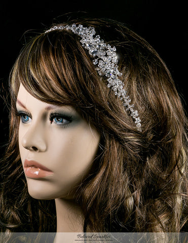 Persis Delicate Cluster Silver Hair Tie Headband | Swarovski Crystal - Beloved Sparkles
 - 3