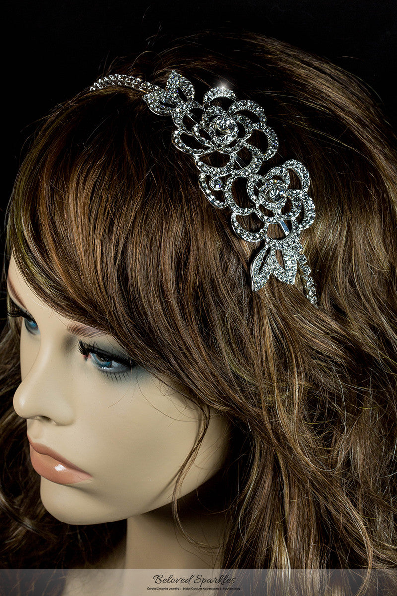 Francine Double Flower Headband | Swarovski Crystal - Beloved Sparkles