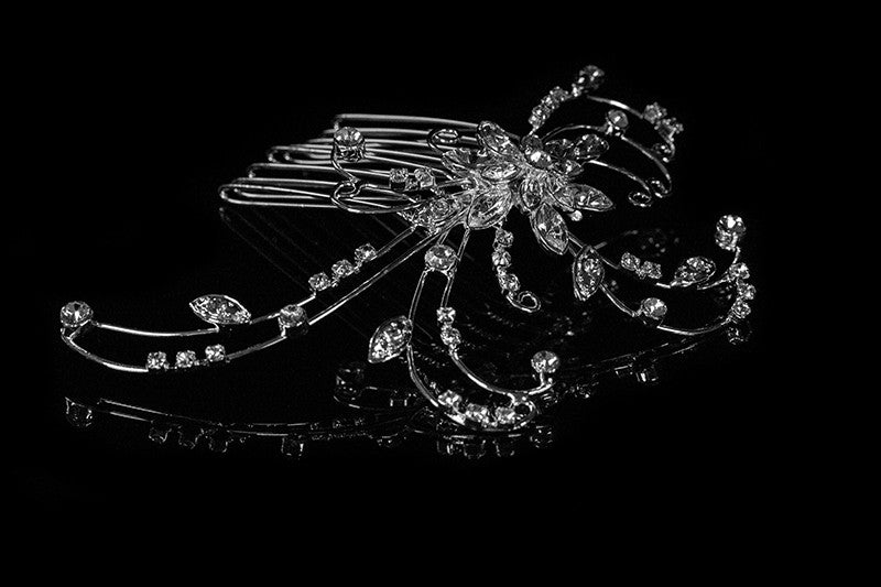 Janet Flowery Leaves Hair Comb | Swarovski Crystal - Beloved Sparkles