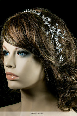 Trista Silver Leaf Hair Tie Headband | Swarovski Crystal - Beloved Sparkles
 - 3