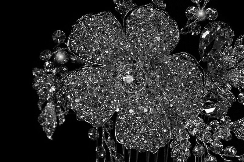 Aida Vintage Flower Statement Hair Comb | Swarovski Crystal - Beloved Sparkles