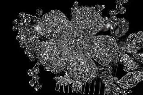 Adele Vintage Flower Statement Hair Comb | Swarovski Crystal - Beloved Sparkles
 - 6